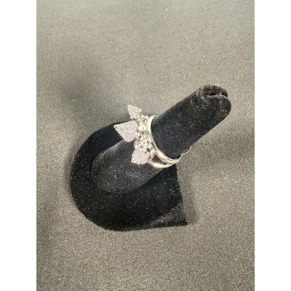 nOir JEWELRY RHODIUM HONEY 3 SPIKE PAVE RING SIZE 7 NWT - Picture 3 of 5
